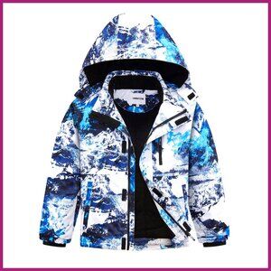 Waterproof Ski Jacket Fleece Lined Warm Winter Snow Coat Hooded